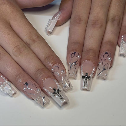 MEDIUM COFFIN PRESS ON NAILS 24PCS
