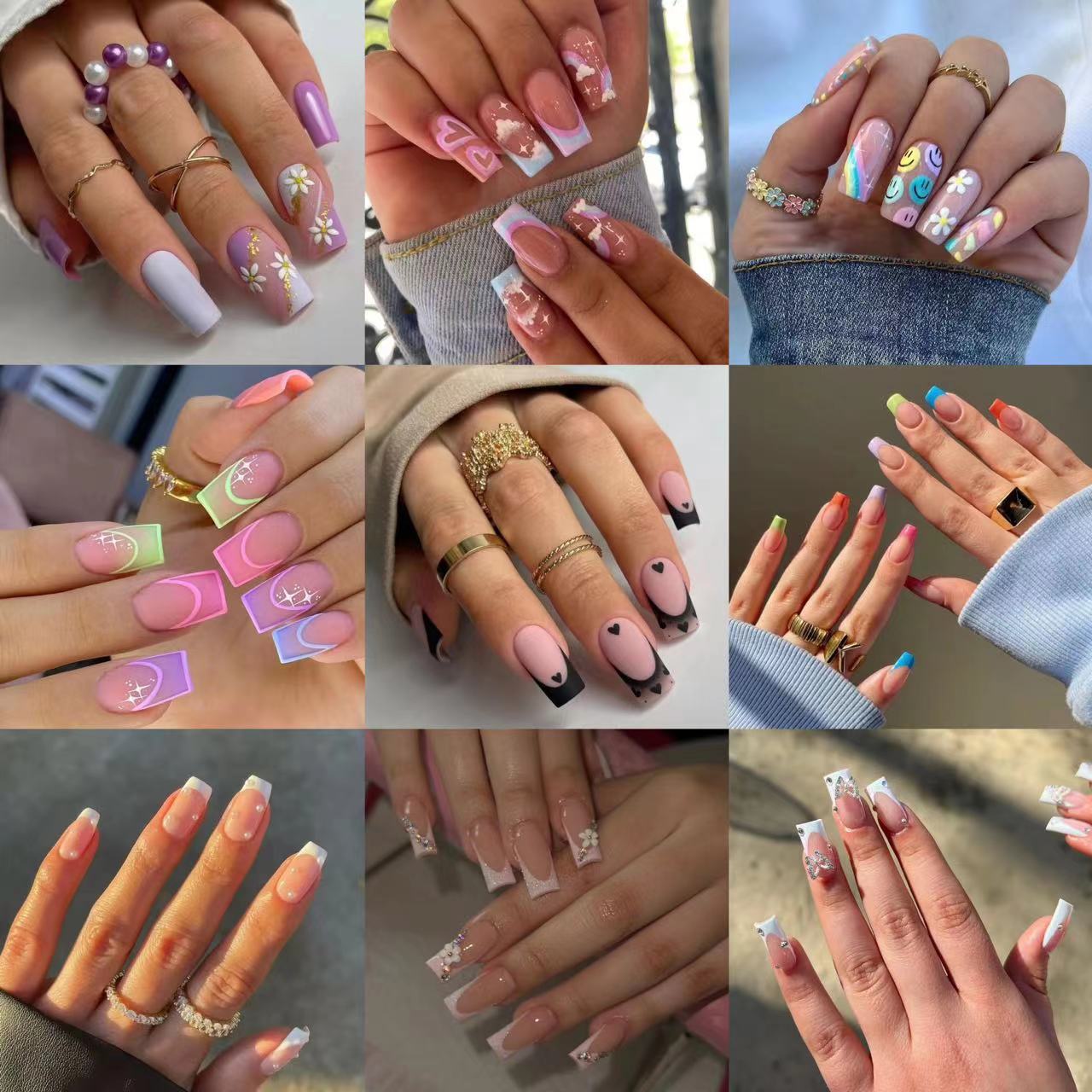 MEDIUM COFFIN PRESS ON NAILS 24PCS