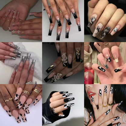 24PCS LONG COFFIN PRESS ON NAILS