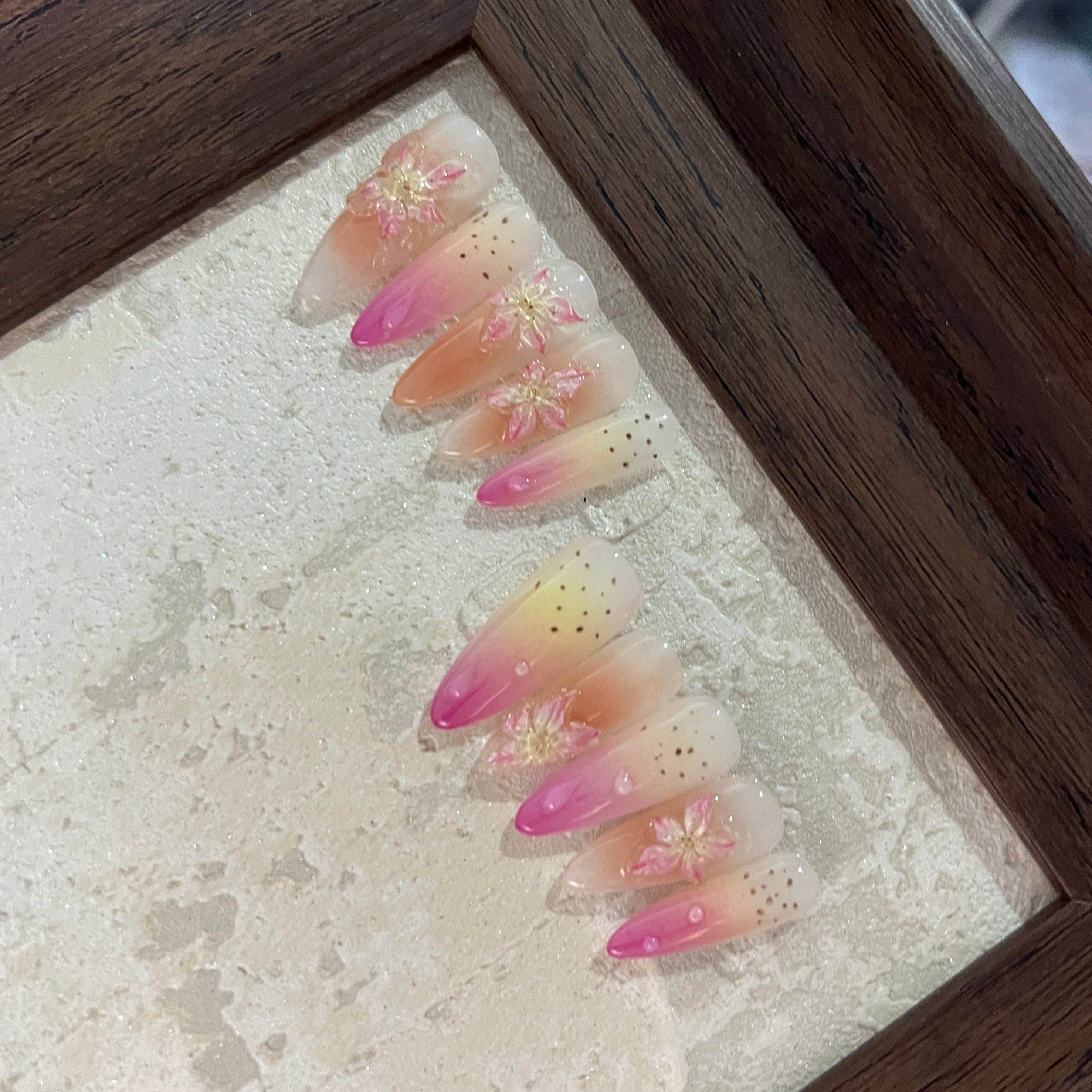 3D FLOWER-TEN PIECES OF HANDCRAFTED PRESS ON NAIL