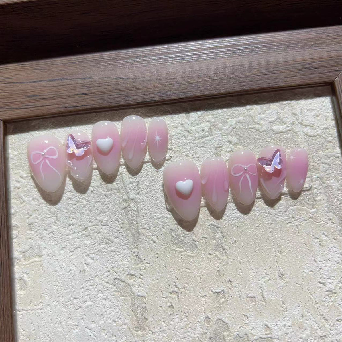 WHOOPS -TEN PIECES OF HANDCRAFTED PRESS ON NAIL