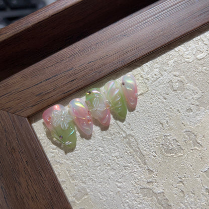 IDYLLIC-TEN PIECES OF 3D FLOWER HANDCRAFTED PRESS ON NAIL