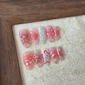 TO CHERISH-TEN PIECES OF 3D ALMOND HANDCRAFTED PRESS ON NAIL