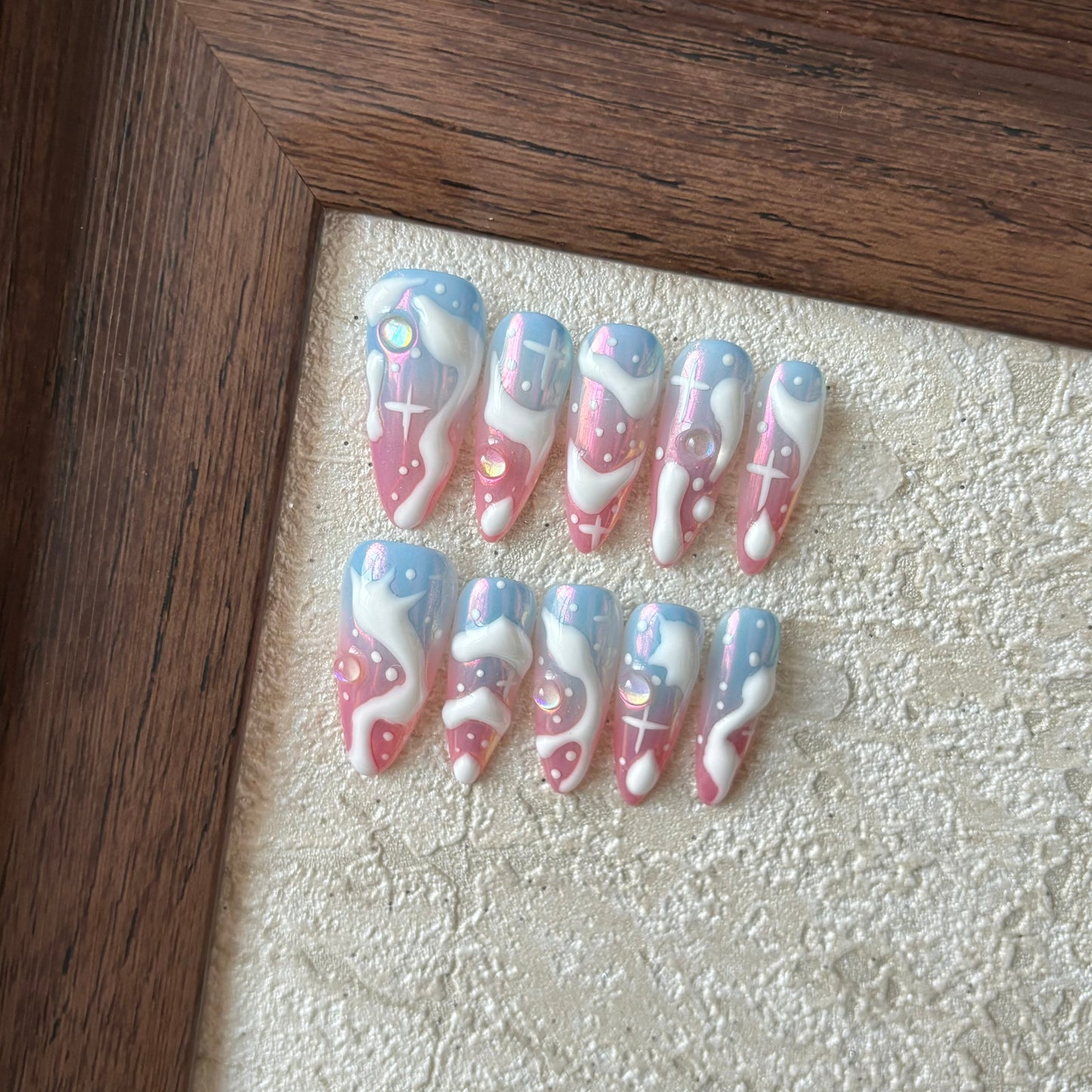 PAMUKKALE-TEN PIECES OF HANDCRAFTED PRESS ON NAIL