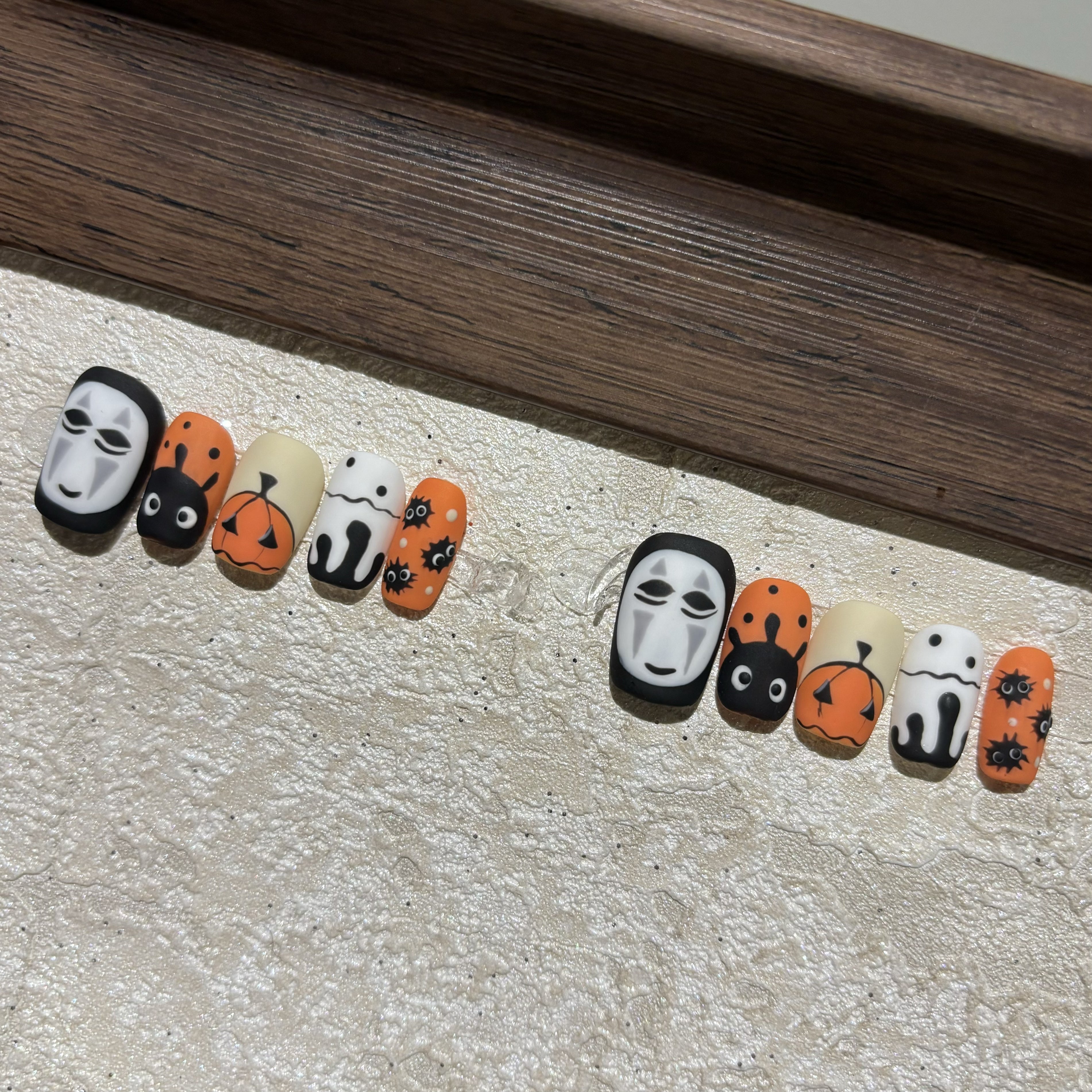 [HALLOWEEN] PUMPKIN GHOST -TEN PIECES OF HANDCRAFTED PRESS ON NAIL