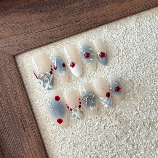 MARIPOSA-TEN PIECES OF HANDCRAFTED PRESS ON NAIL