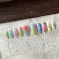 3D FLOWER-TEN PIECES OF HANDCRAFTED PRESS ON NAIL
