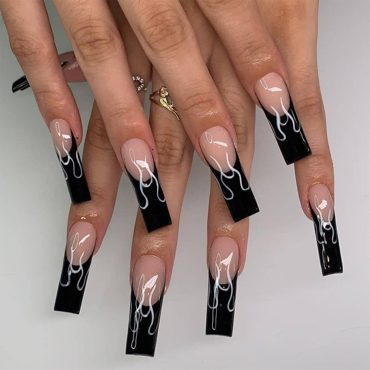 24PCS LONG COFFIN PRESS ON NAILS