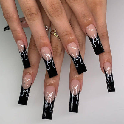 24PCS LONG COFFIN PRESS ON NAILS