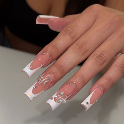 24PCS LONG COFFIN PRESS ON NAILS