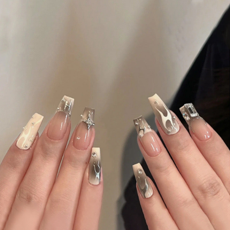 24PCS LONG COFFIN PRESS ON NAILS
