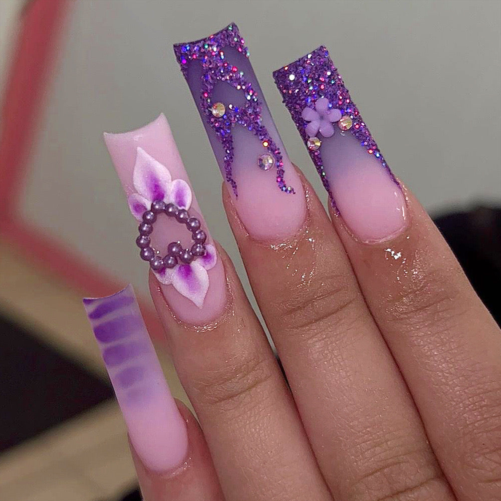 24PCS LONG COFFIN PRESS ON NAILS