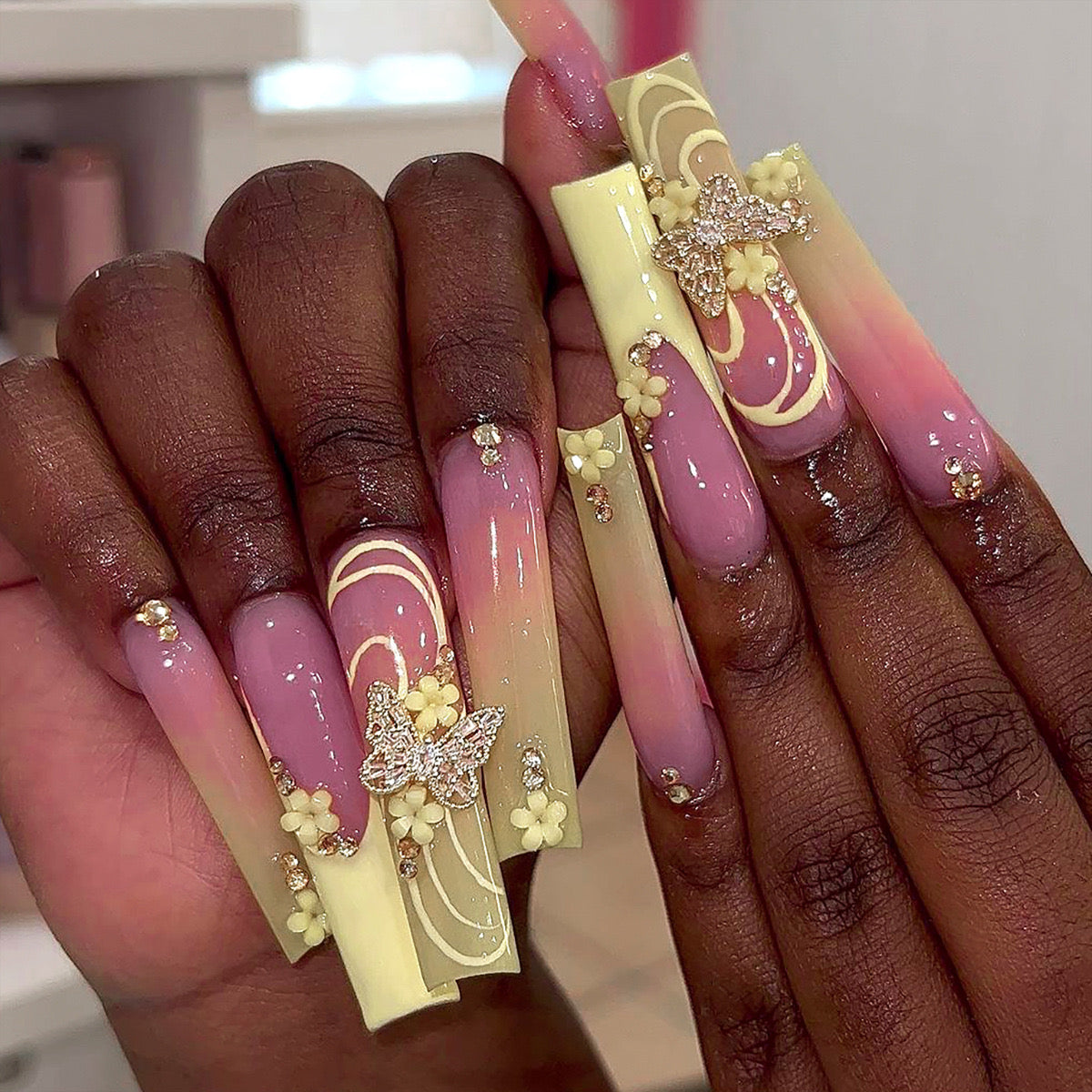 24PCS LONG COFFIN PRESS ON NAILS