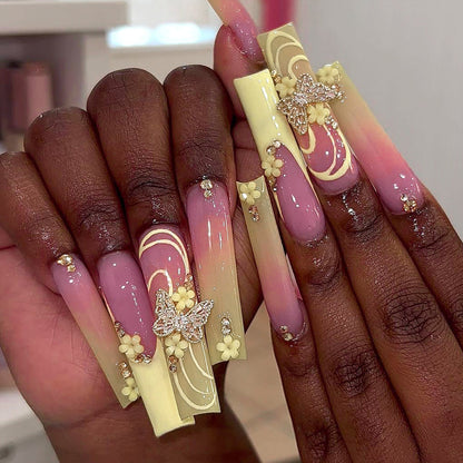 24PCS LONG COFFIN PRESS ON NAILS
