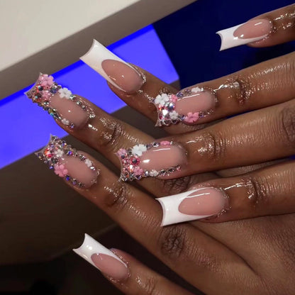 24PCS LONG COFFIN PRESS ON NAILS
