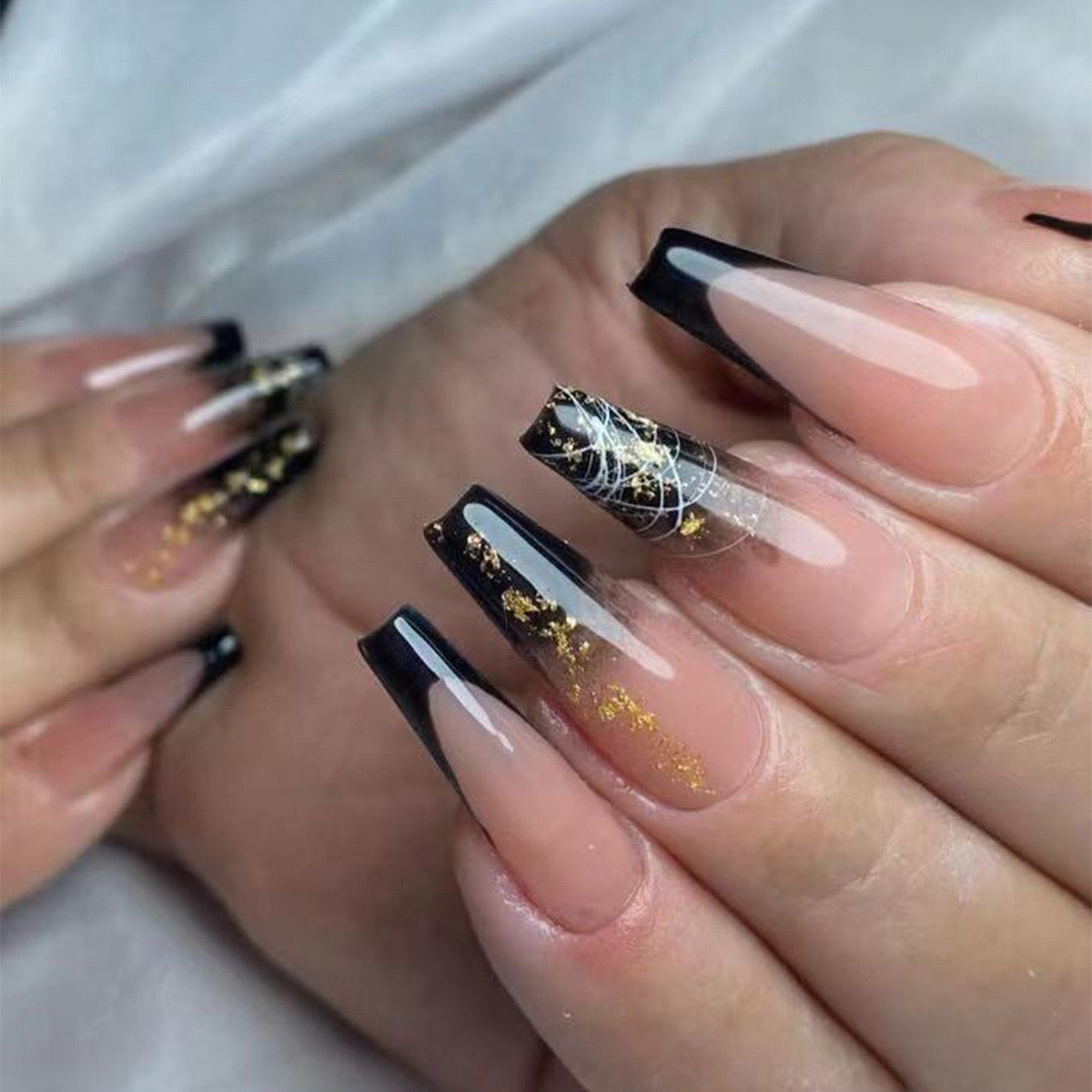 24PCS LONG COFFIN PRESS ON NAILS