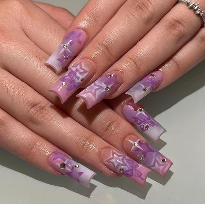 24PCS LONG COFFIN PRESS ON NAILS