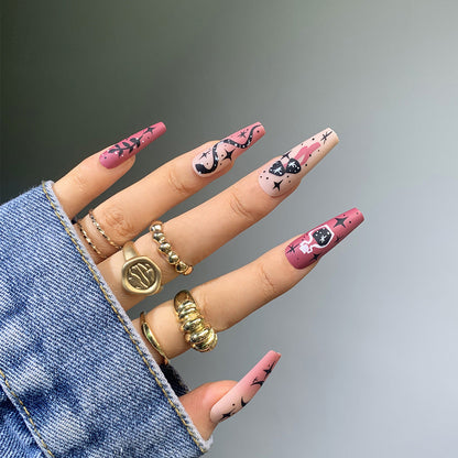 24PCS LONG COFFIN PRESS ON NAILS