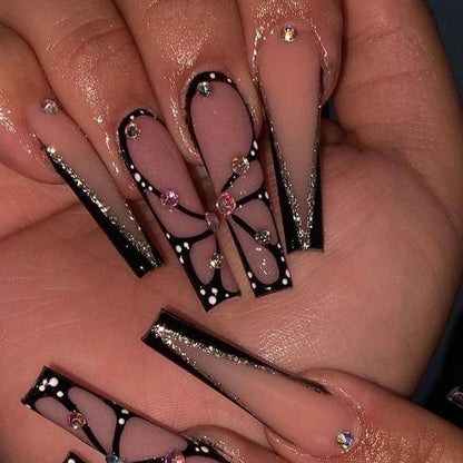 24PCS LONG COFFIN PRESS ON NAILS