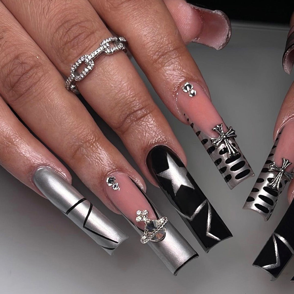 24PCS LONG COFFIN PRESS ON NAILS