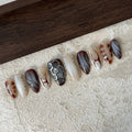 3D ALMOND-TEN PIECES OF HANDCRAFTED PRESS ON NAIL