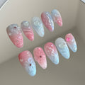 CELESTIAL-3D FLOWER TEN PIECES OF HANDCRAFTED PRESS ON NAIL
