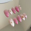 WHITE FLOWER-3D FLOWER TEN PIECES OF HANDCRAFTED PRESS ON NAIL