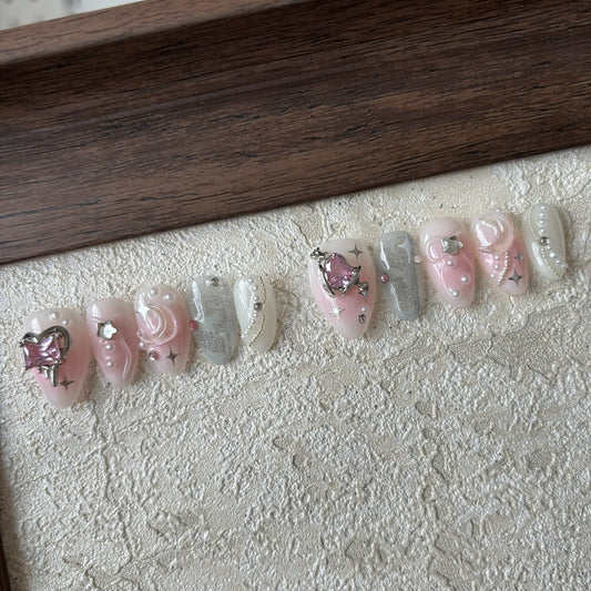 SAILOR MOON-TEN PIECES OF HANDCRAFTED PRESS ON NAIL