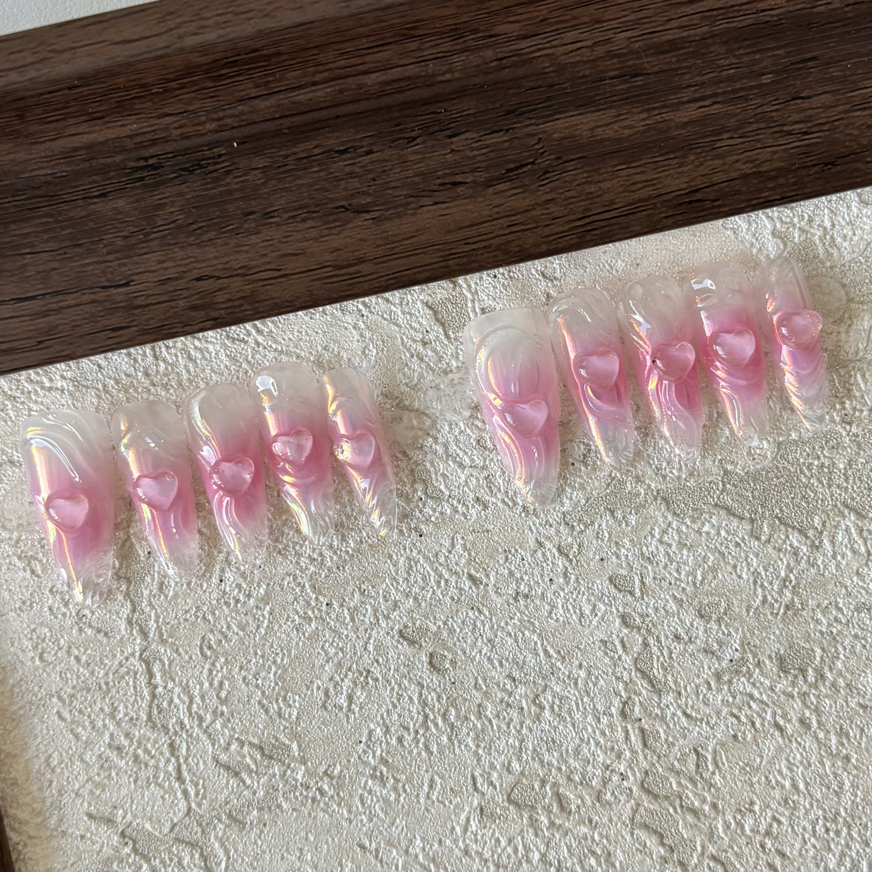 FAIRY FLOSS-TEN PIECES OF HANDCRAFTED PRESS ON NAIL