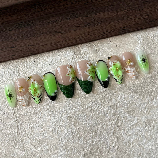 THE WIZARD OF OZ-3D FLOWER TEN PIECES OF HANDCRAFTED PRESS ON NAIL