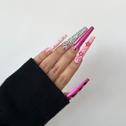 PIXIE-TEN PIECES OF HANDCRAFTED PRESS ON NAIL