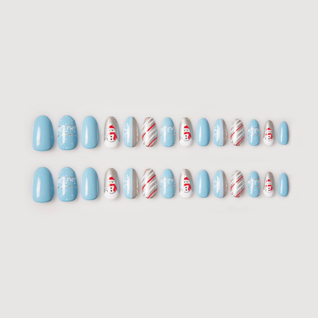 SNOWMAN GREY-CHRISTMAS PRESSON NAILS - 28 PCS