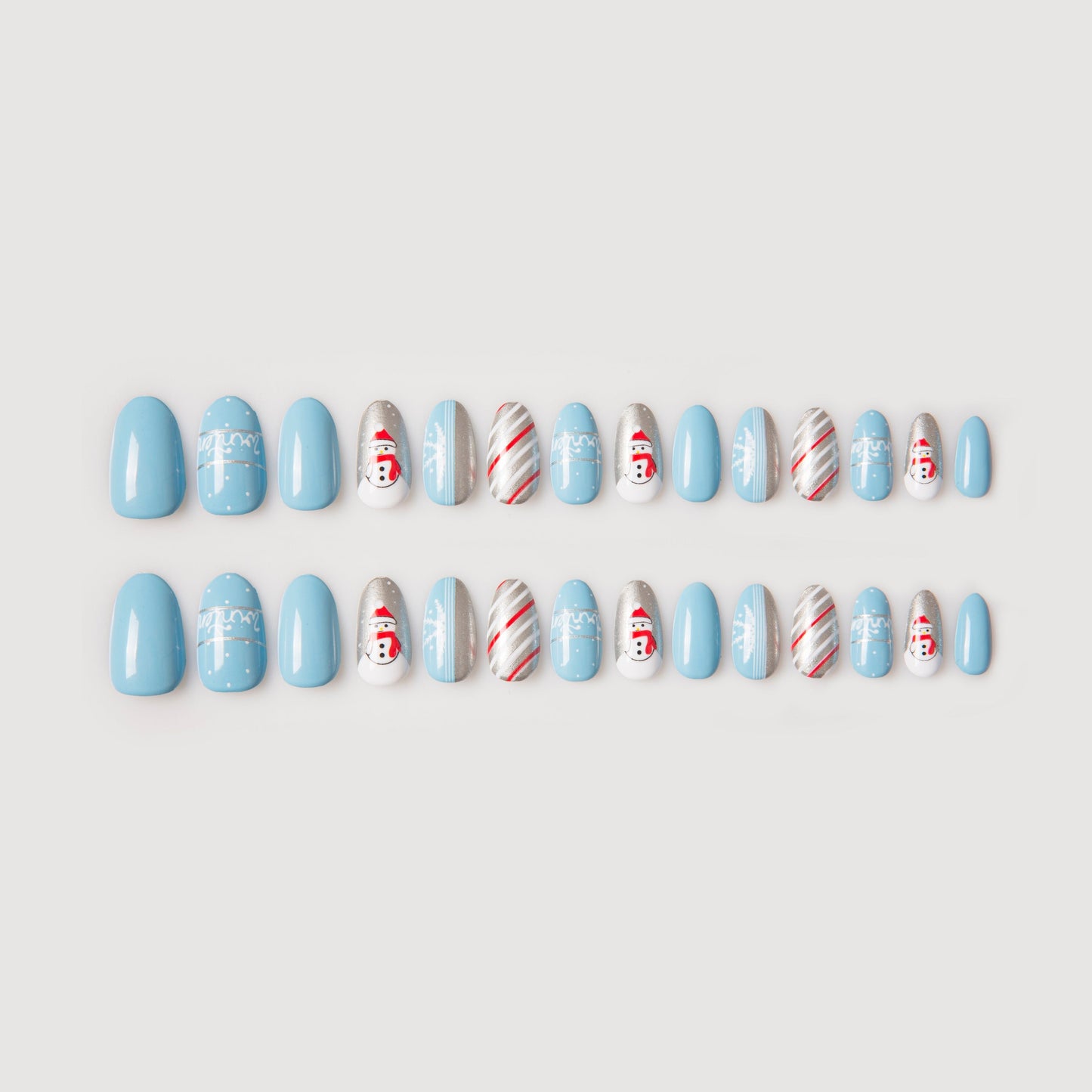 SNOWMAN GREY-CHRISTMAS PRESSON NAILS - 28 PCS