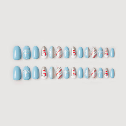 SNOWMAN GREY-CHRISTMAS PRESSON NAILS - 28 PCS