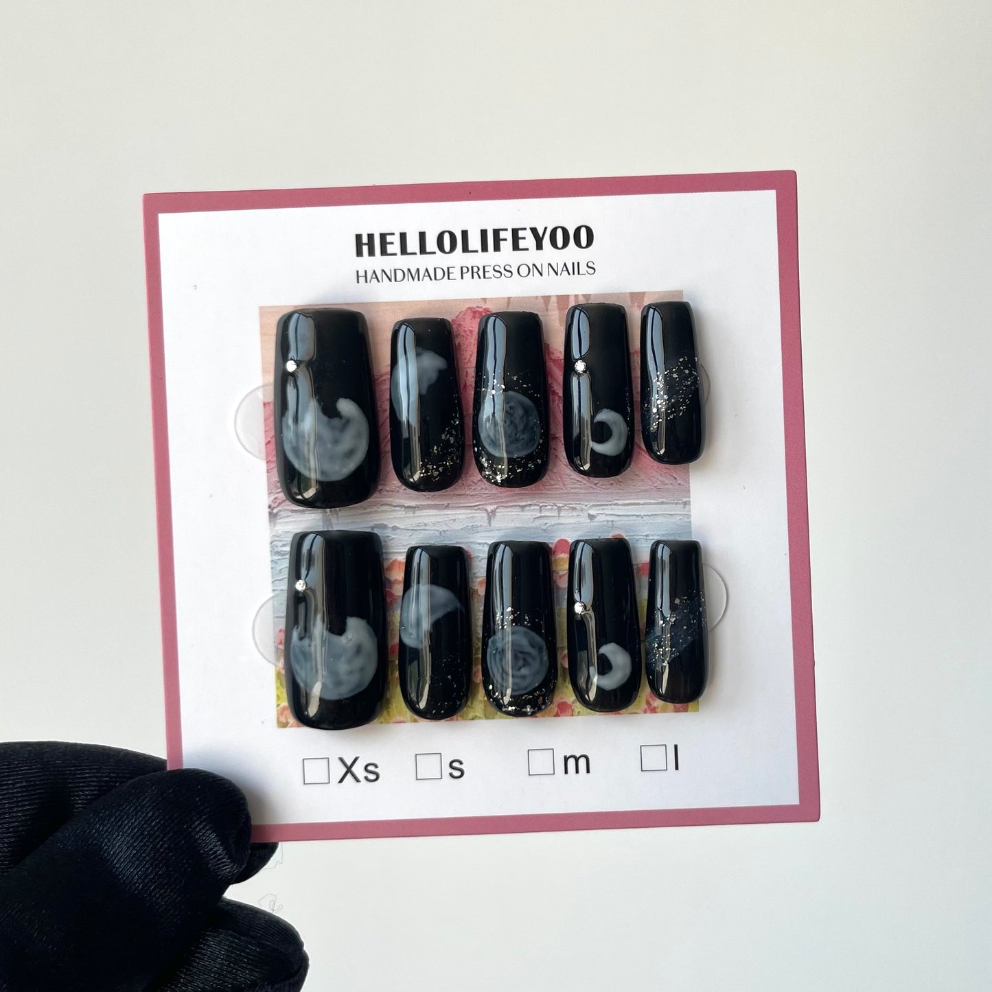 PLANET FALL -TEN PIECES OF HANDCRAFTED PRESS ON NAIL