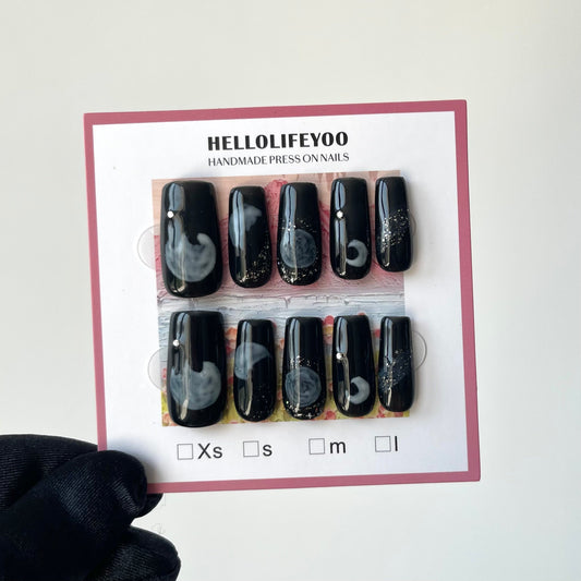 PLANET FALL -TEN PIECES OF HANDCRAFTED PRESS ON NAIL