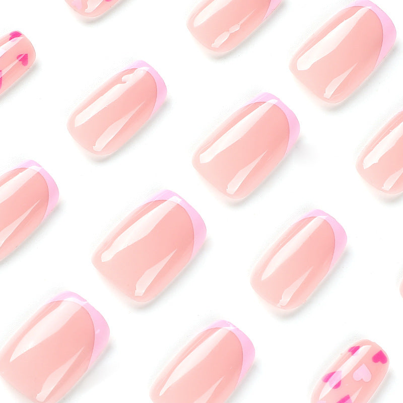 24 PCS SHORT SQUARE PURPLE LOVE PRESS ON NAILS
