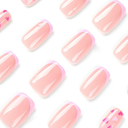24 PCS SHORT SQUARE PURPLE LOVE PRESS ON NAILS