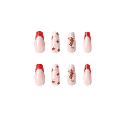 24PCS MEDIUM COFFIN CHRISTMAS NAILS