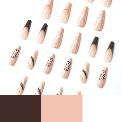 24PCS LONG COFFIN CHRISTMAS NAILS