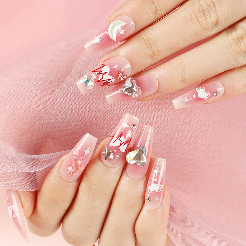 24PCS MEDIUM ALMONDS VALENTINE'S DAY NAILS