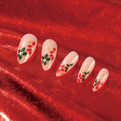 24PCS MEDIUM ALMONDS CHRISTMAS NAILS