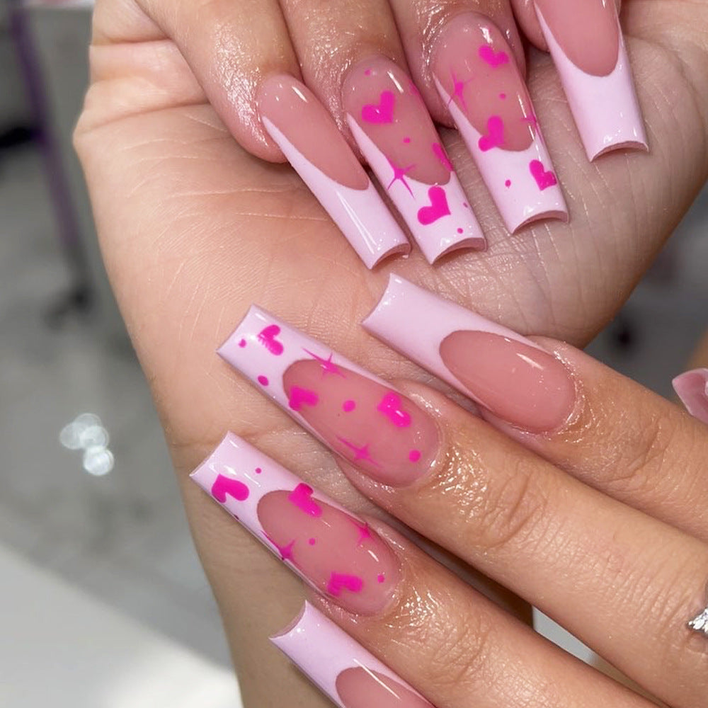 24PCS MEDIUM ALMONDS VALENTINE'S DAY NAILS