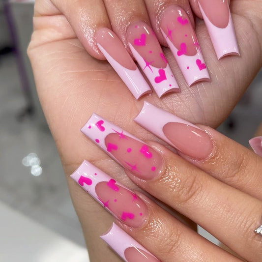 24PCS MEDIUM ALMONDS VALENTINE'S DAY NAILS