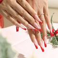 24PCS LONG COFFIN CHRISTMAS NAILS