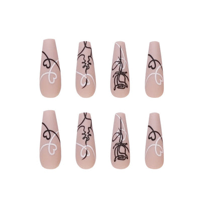 24 PCS LONG COFFIN PRESS ON NAILS