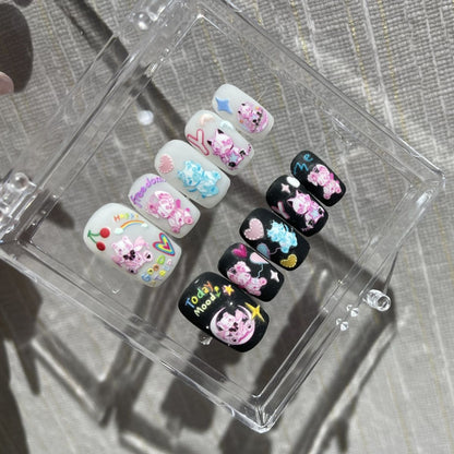 FAIRY TALE-TEN PIECES OF HANDCRAFTED PRESS ON NAIL