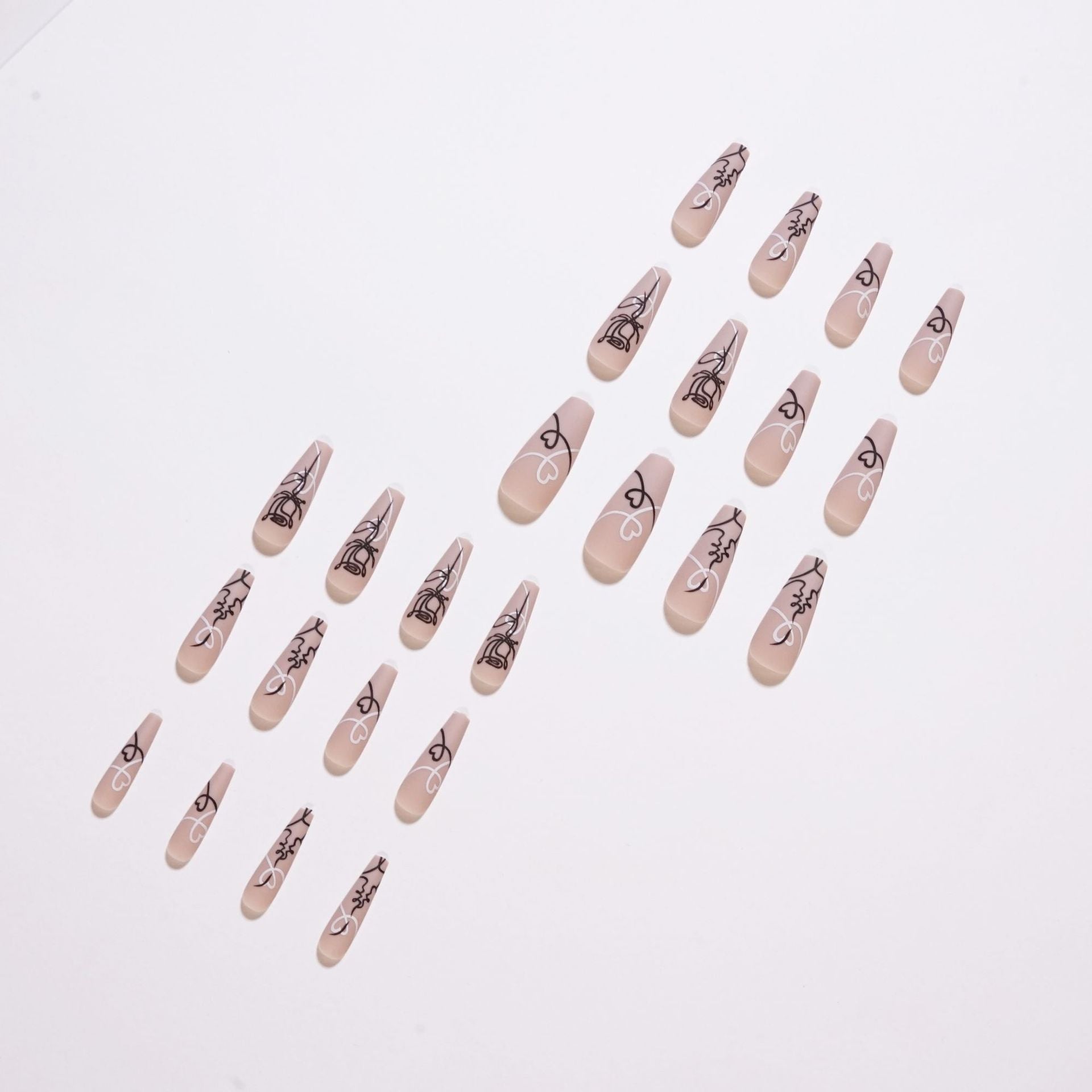 24 PCS LONG COFFIN PRESS ON NAILS