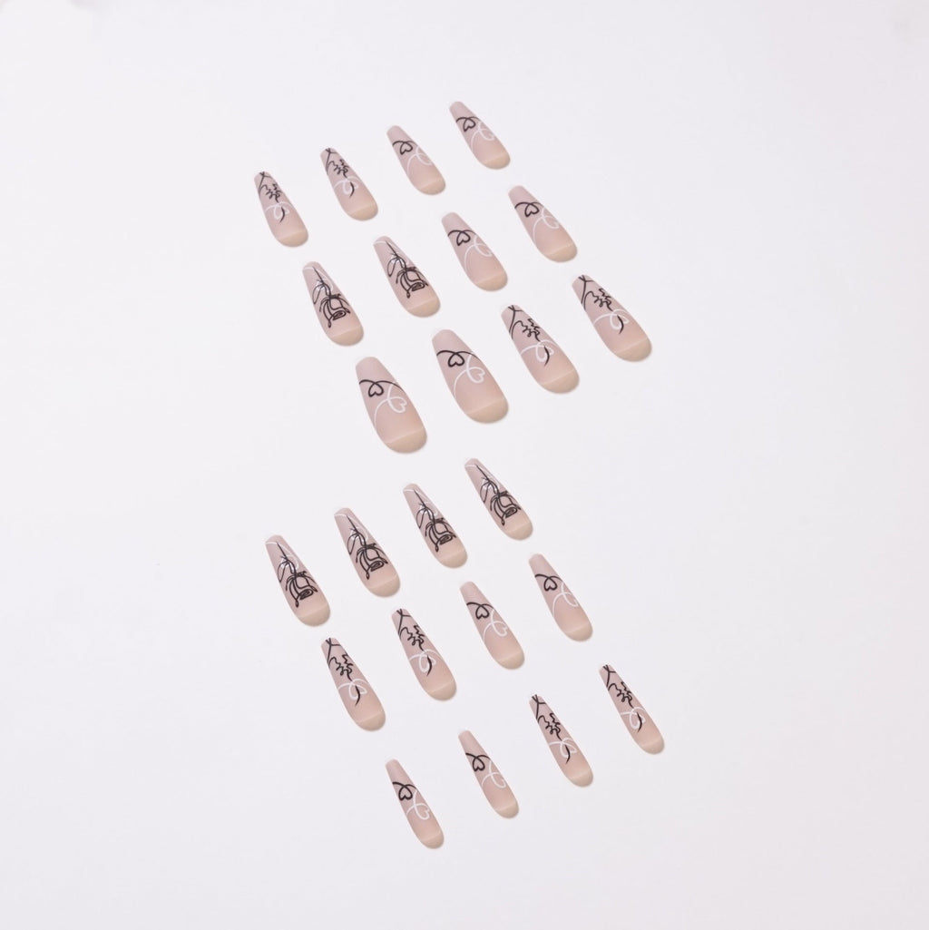 24 PCS LONG COFFIN PRESS ON NAILS