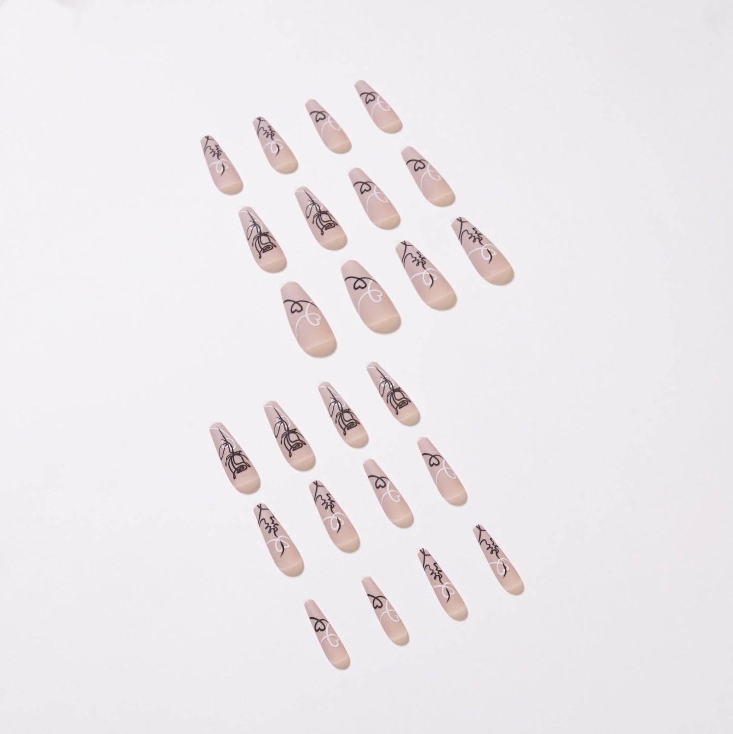 24 PCS LONG COFFIN PRESS ON NAILS